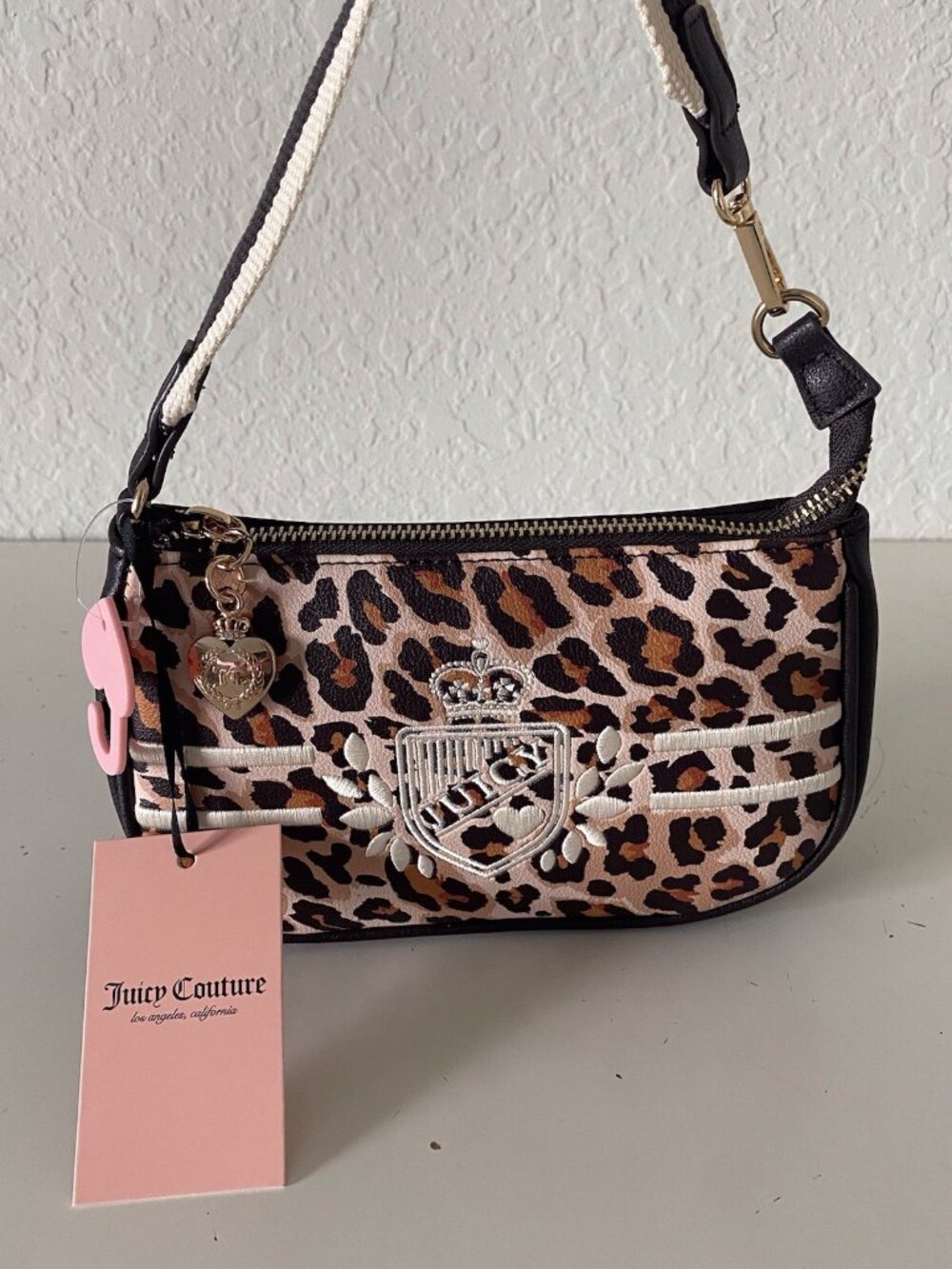 Juicy Couture Juicy Prep School Convertible Wristlet Leopard Cheetah Buff NEW - Picture 8 of 12